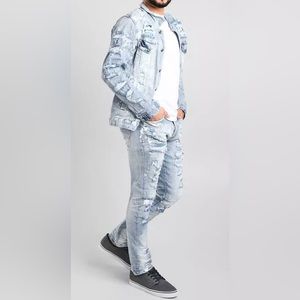 NWOT Buckle Smoke Rise Men’s Denim Stretch Distressed Jacket